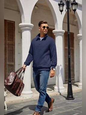 Large BNWT COOFANDY Mens Quarter Zip Pullover Quilted Sweatshirt
Knit Long Sleev